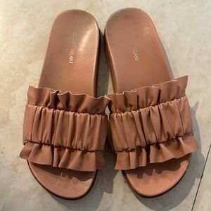 ANTONIO MELANI Rose leather Ruffled Sandals